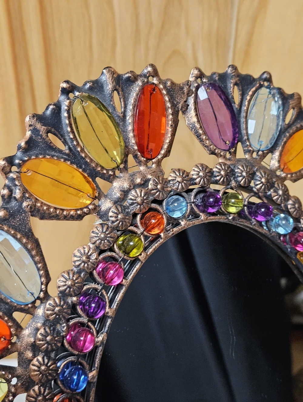 Pier 1 Imports Oval Jeweled Mirror Boho Bohemian 15